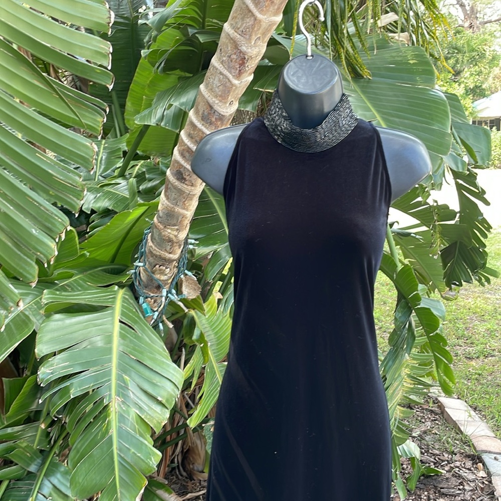 Black velvet, beaded collar, velvet maxi dress